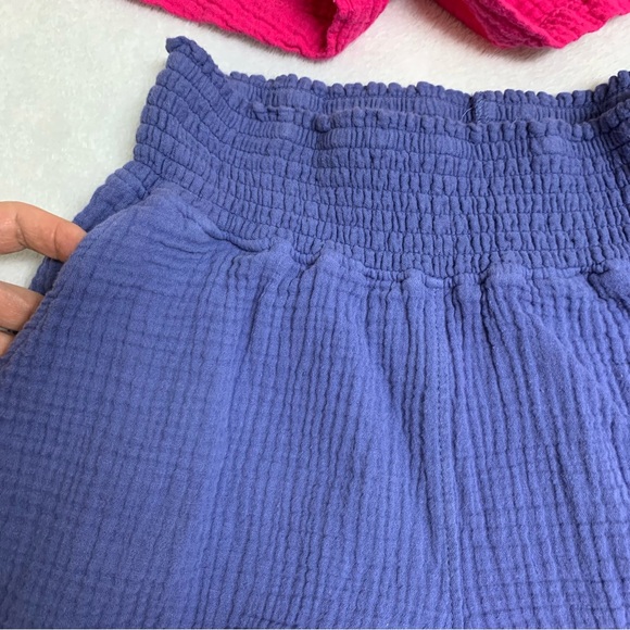Lot of 2 100% Cotton Textured Pull-On Gauzy Shorts Pink & Purple Size S - Picture 3 of 11